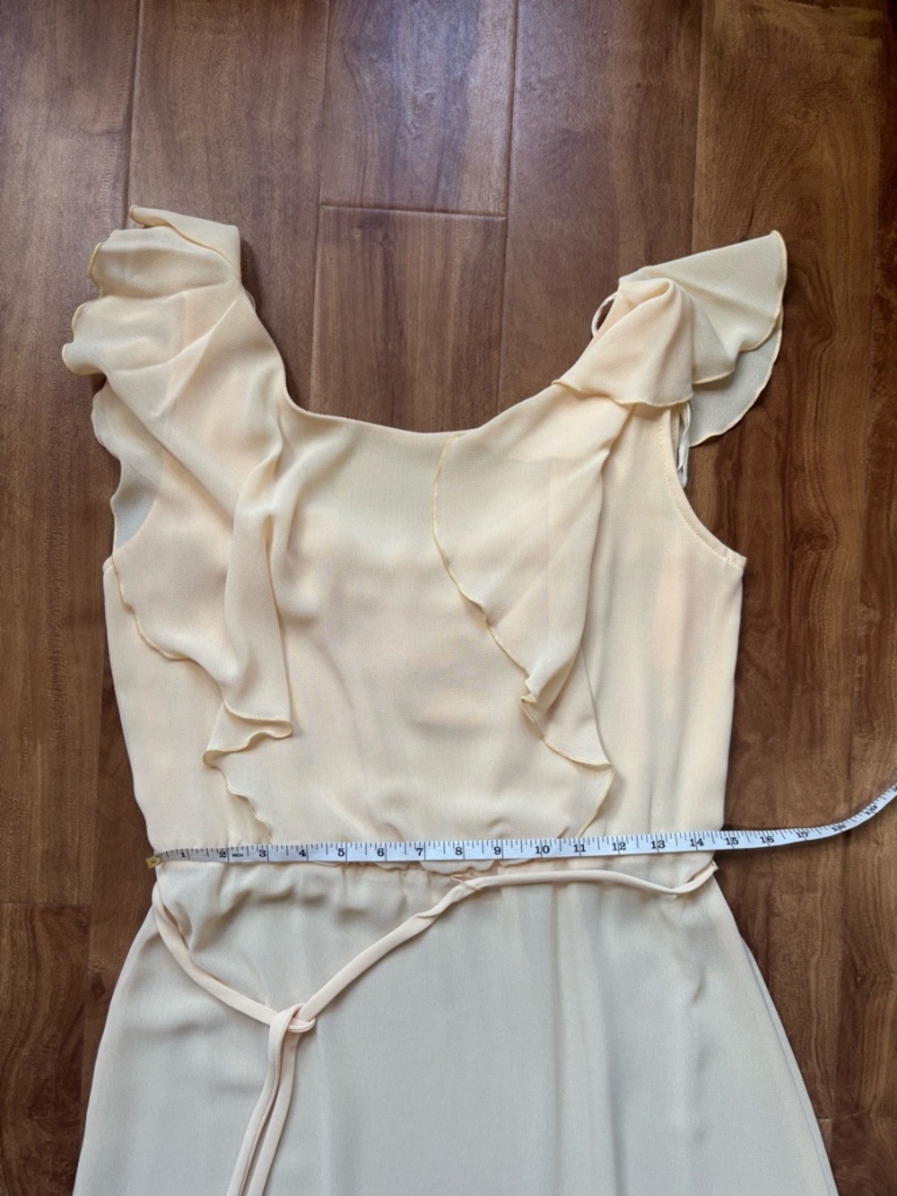 Vintage Soft Feminine Yellow Ruffle-Sleeve Midi Dress, Deadstock, BNWT, Sz Small - Picture 6 of 13